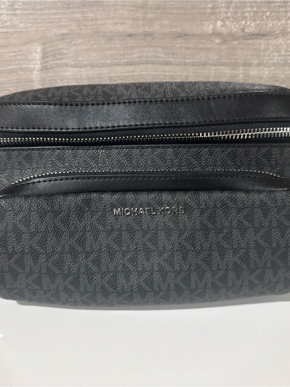 Michael Kors Men's Charcoal Black MK Logo Belt Bag